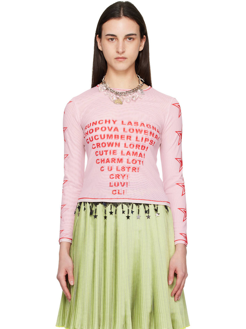 Pink 'Crunchy Lasagna' Fitted Mesh Top 1