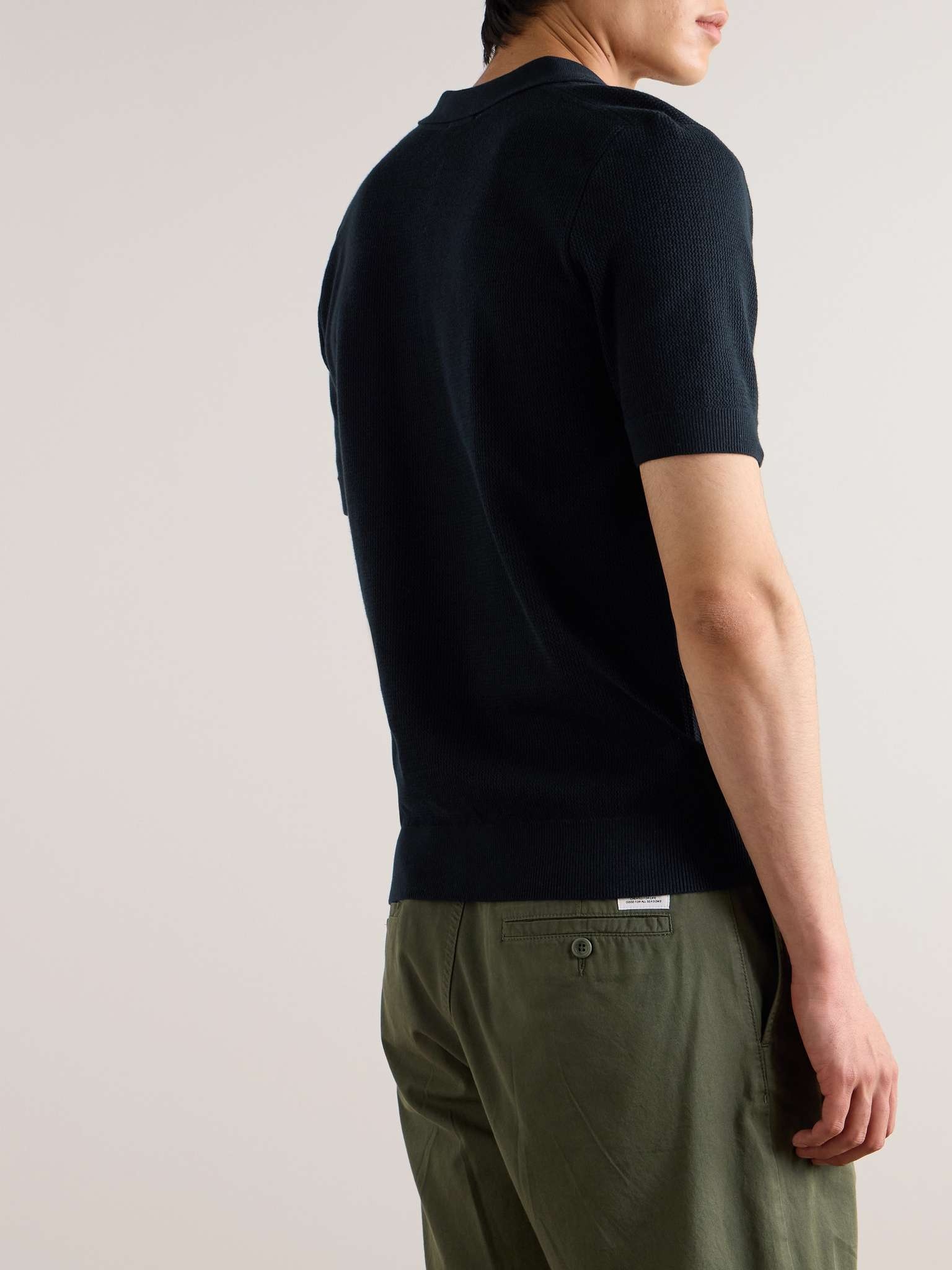 Ribbed Cotton Polo Shirt - 4