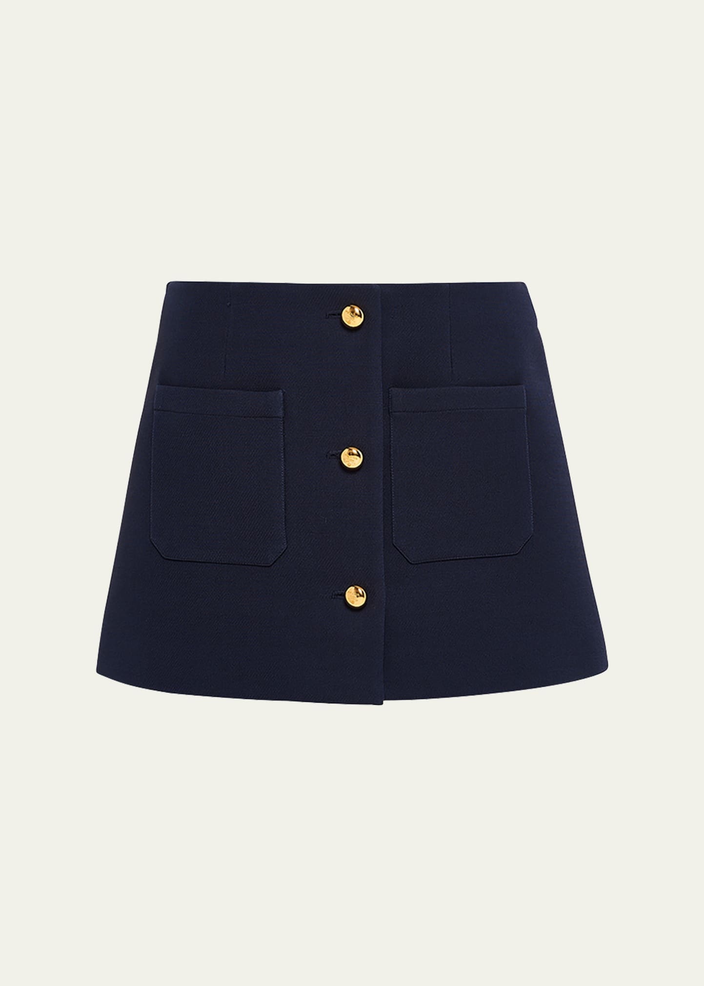 Buttoned Wool Mini Skirt - 1