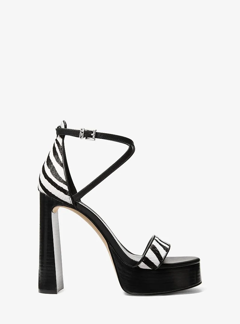 Cami Zebra Print Calf Hair Platform Sandal - 1
