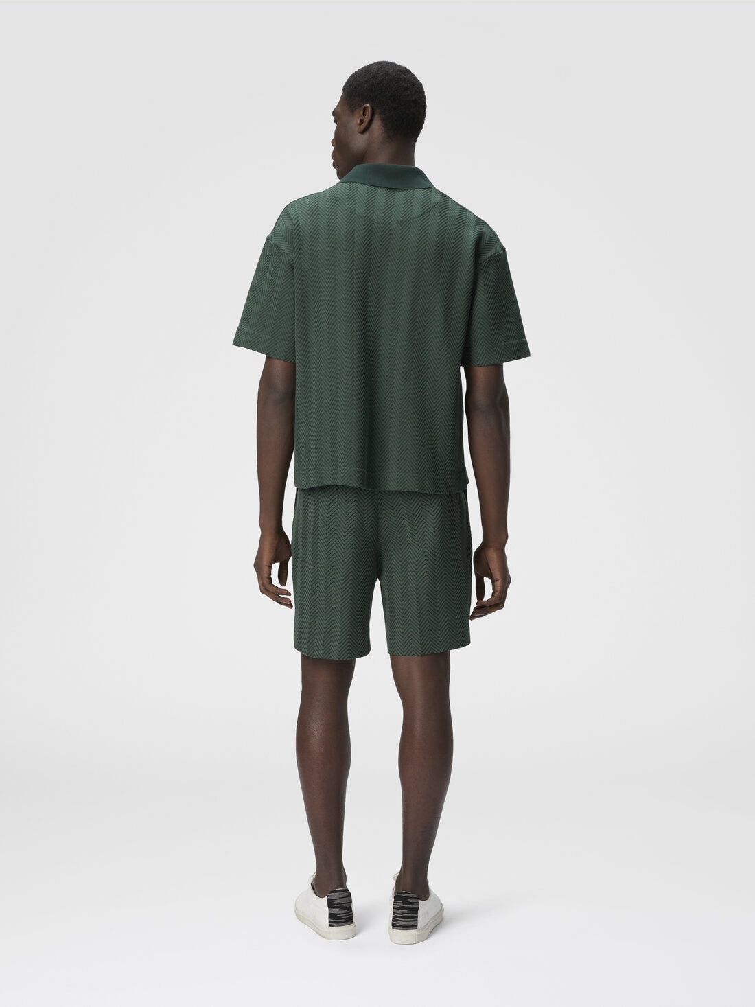 Cotton and viscose shorts with tonal zigzag - 3
