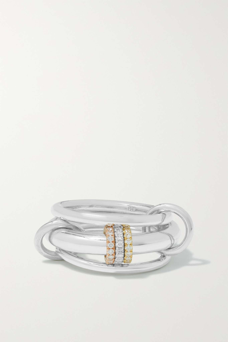 Gemini set of three 18-karat white, yellow and rose gold diamond rings - 1
