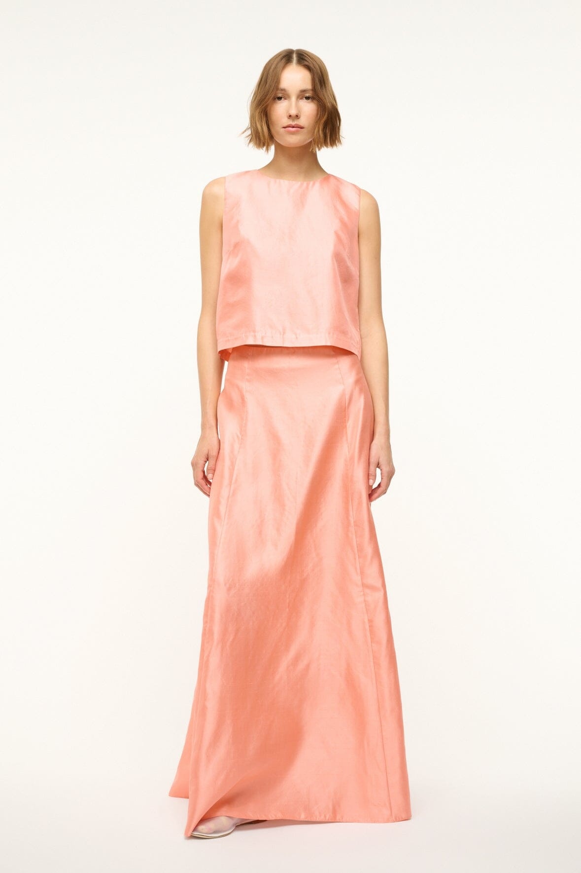 STAUD VINCENZO SILK SKIRT CARNATION - 8