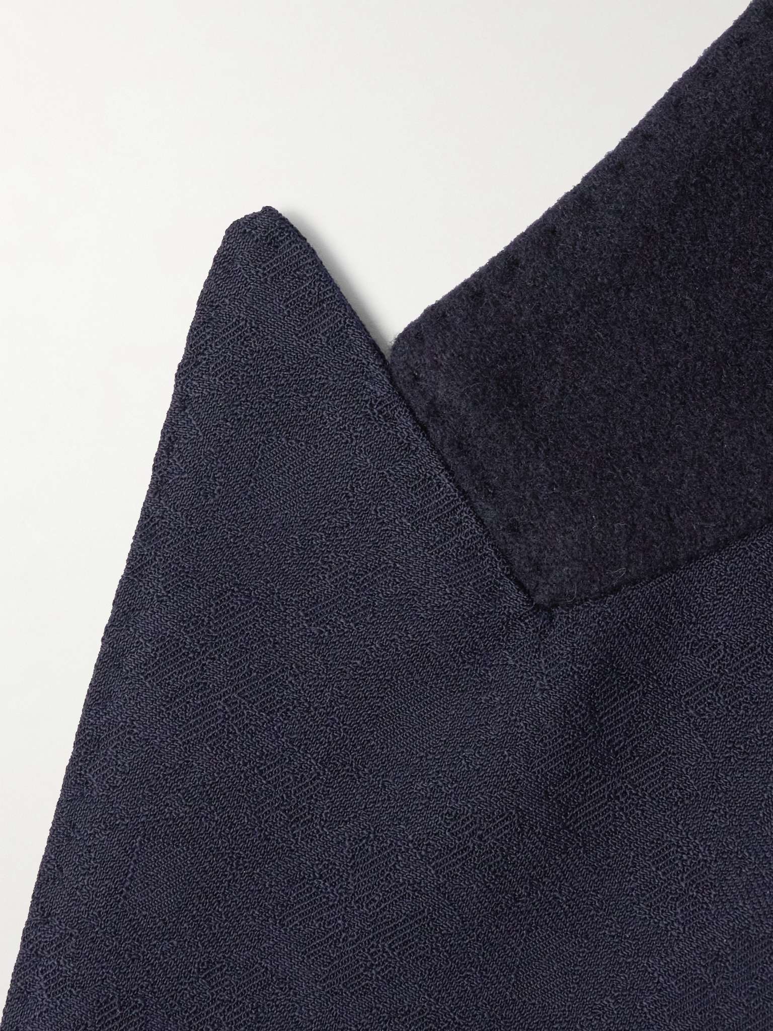 Double-Breasted Felt-Trimmed Wool-Jacquard Suit Jacket - 3