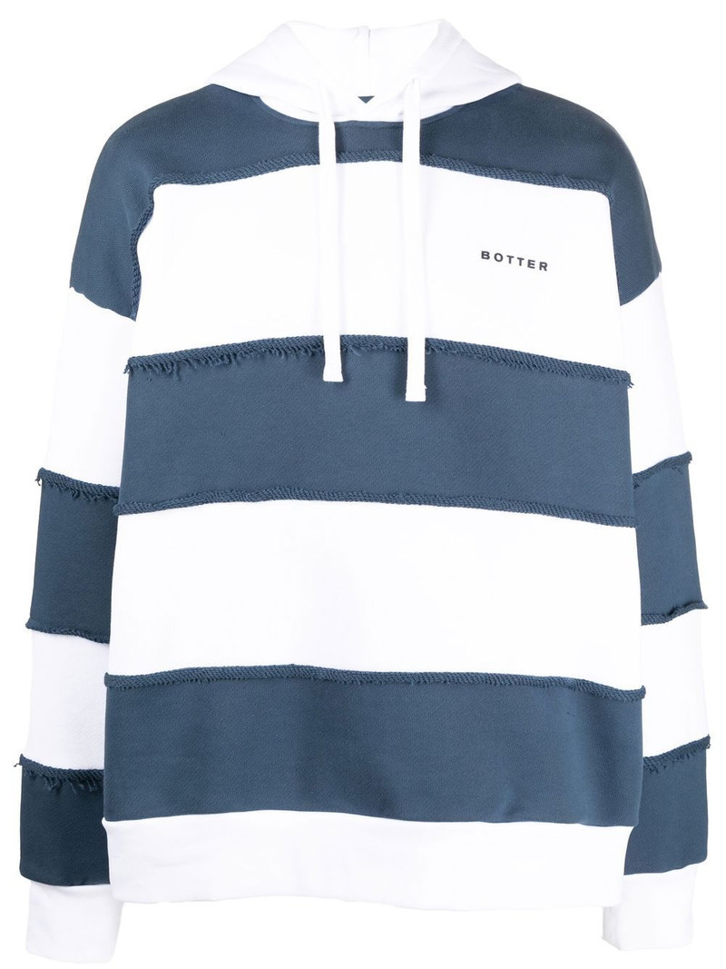 logo-print striped hoodie 1