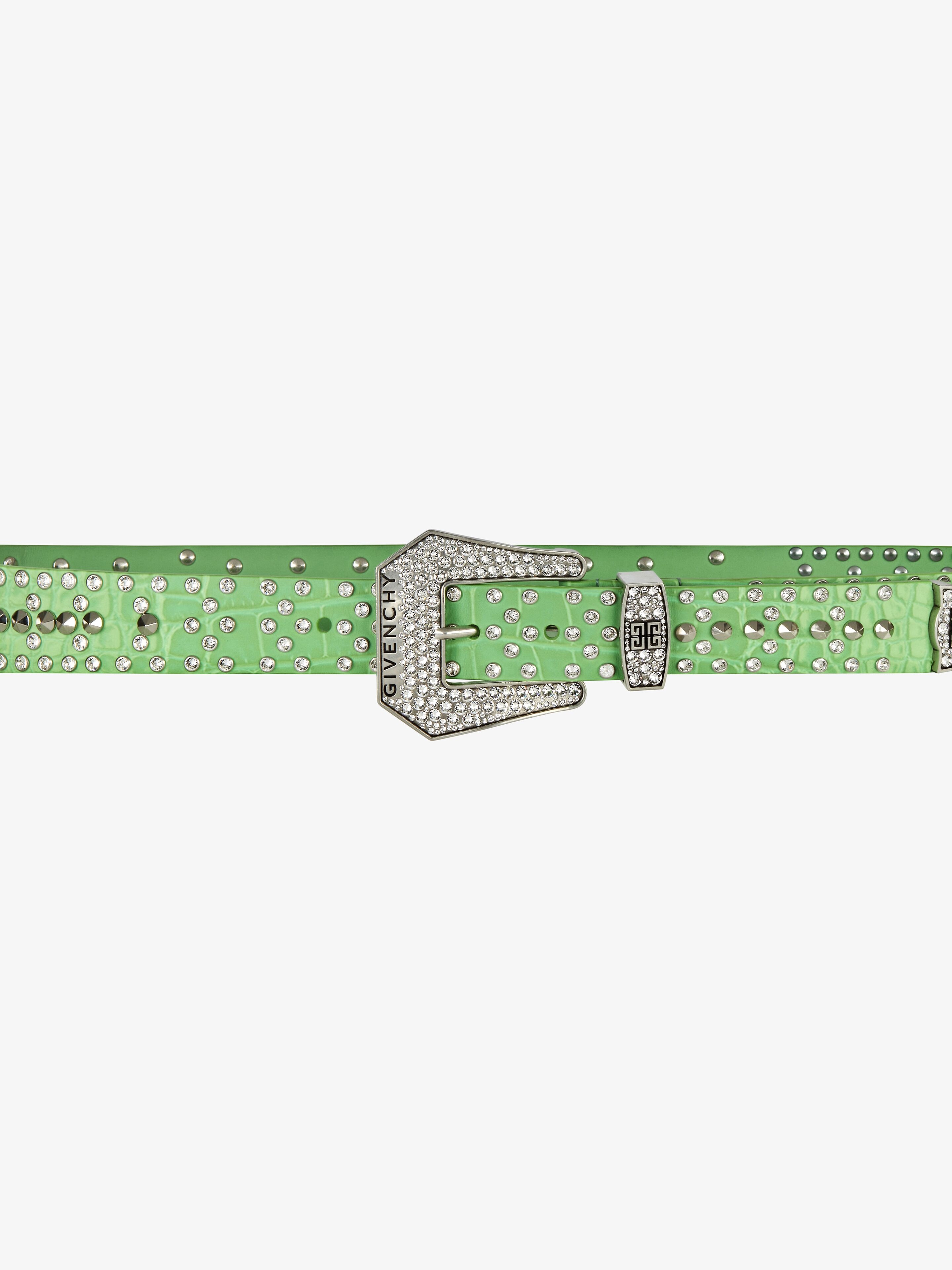 BELT IN LEATHER WITH STUDS AND CRYSTALS - 2