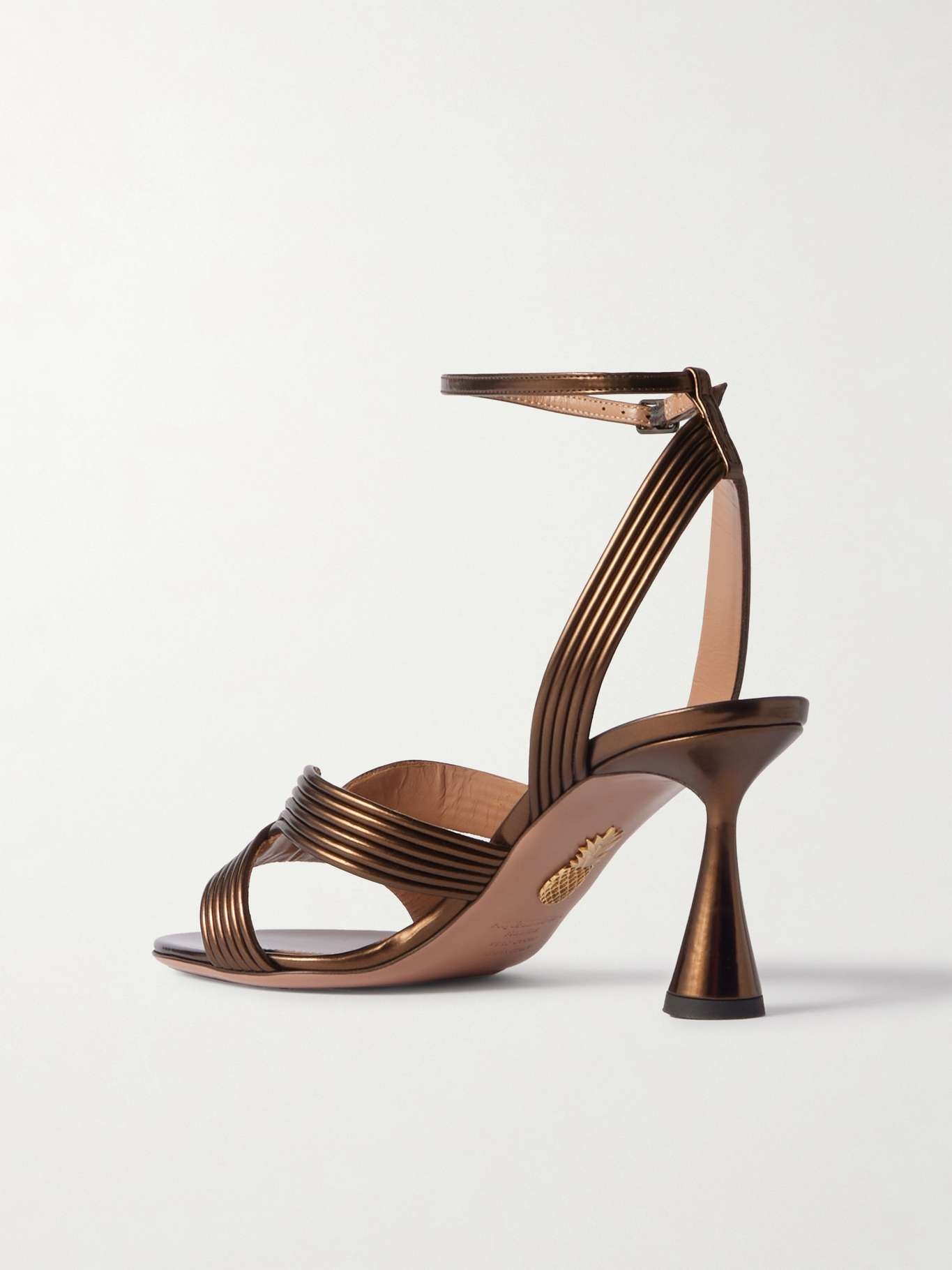 Daryl 75 metallic leather sandals Chocolate - 3
