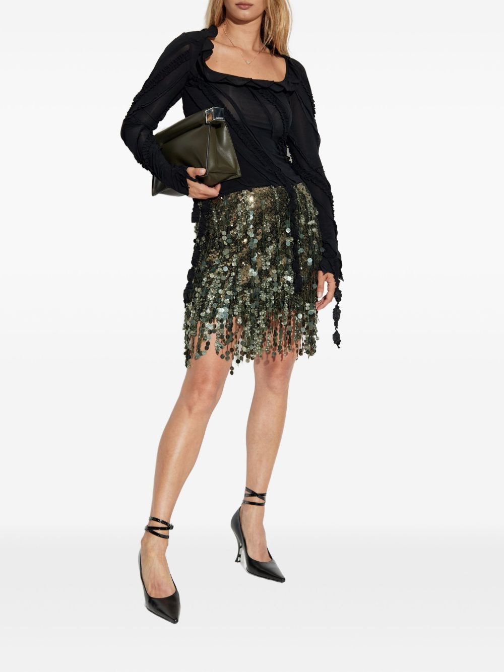 ruffled-detail long-sleeve top - 2