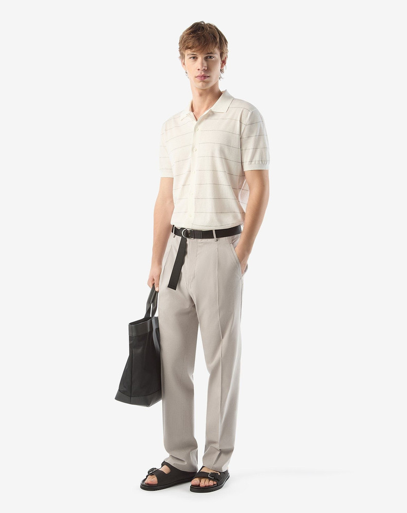 CORNELIANI Beige stretch silk and cotton trousers outlook