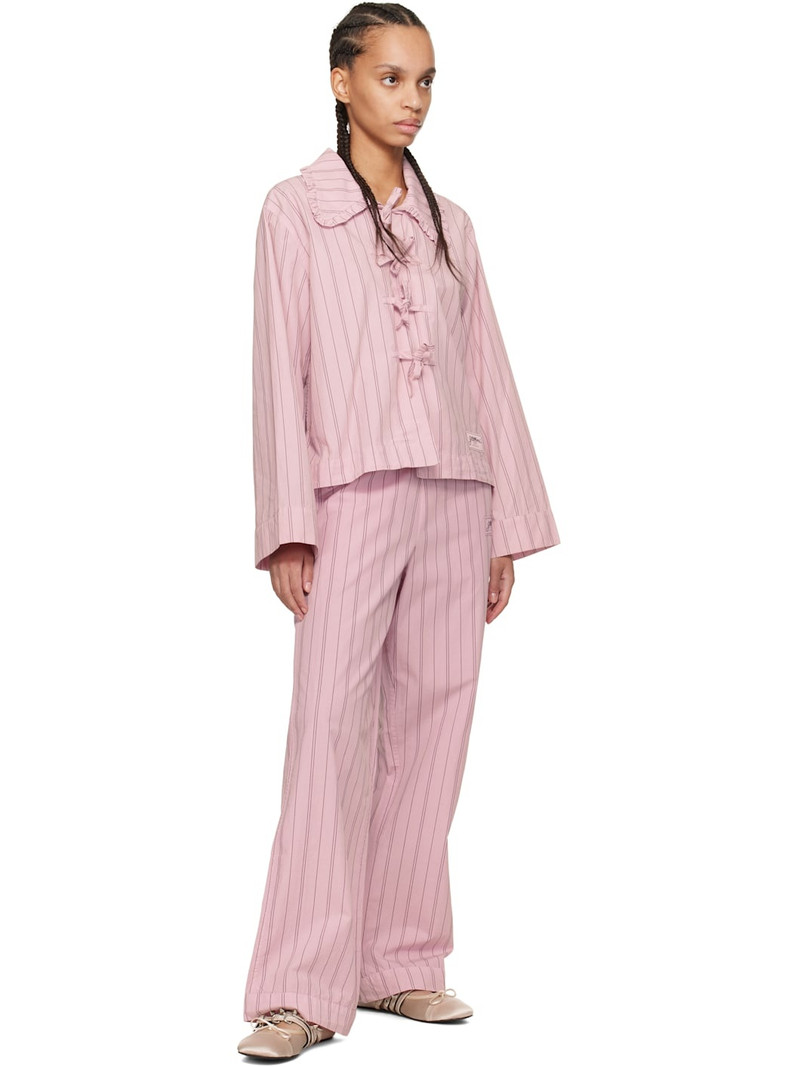GANNI Pink Stripe Cotton Pyjama Pants outlook