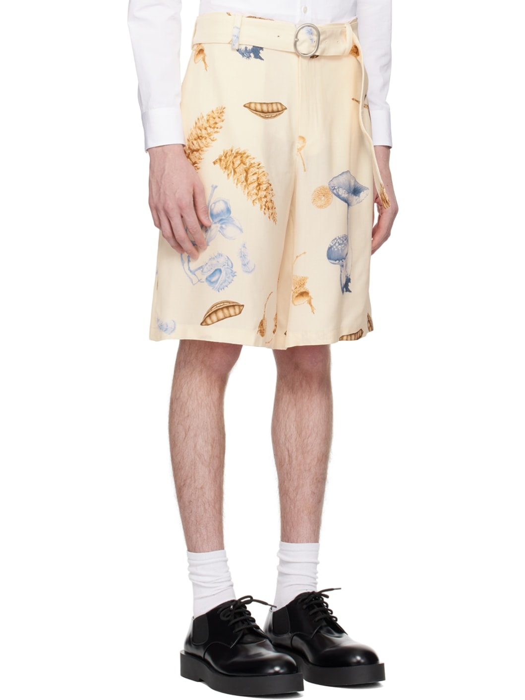 Beige Printed Shorts - 2
