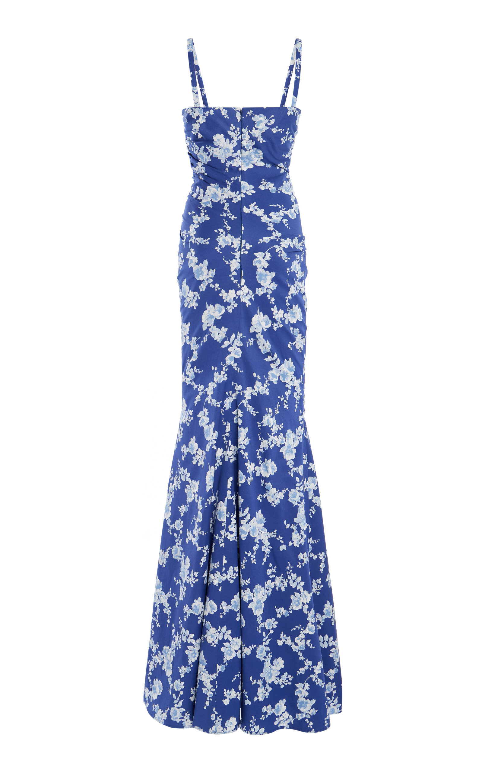 Asymmetric Ruched Stretch-Cotton Gown blue - 5