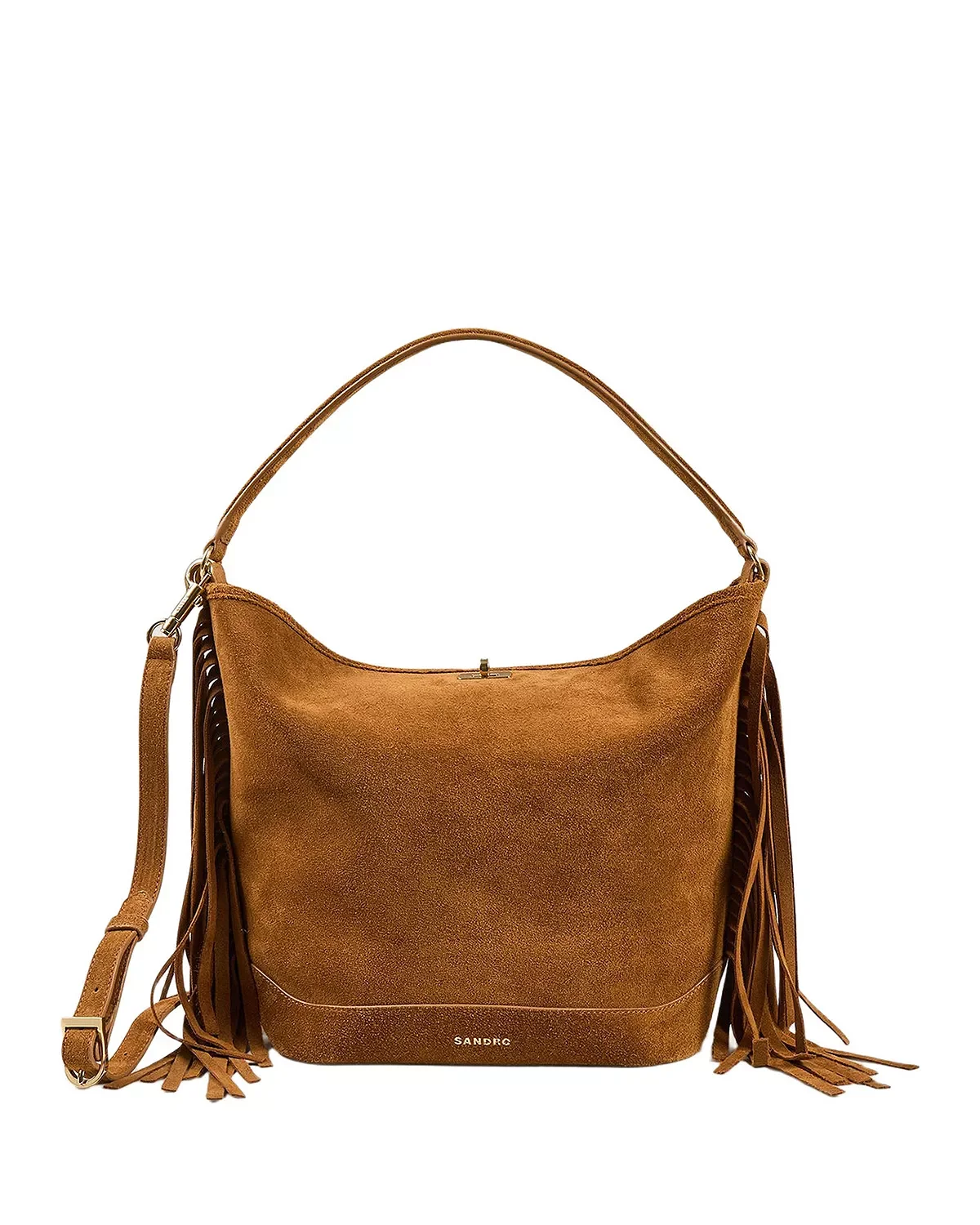 Fringed Suede Bucket Bag - 1