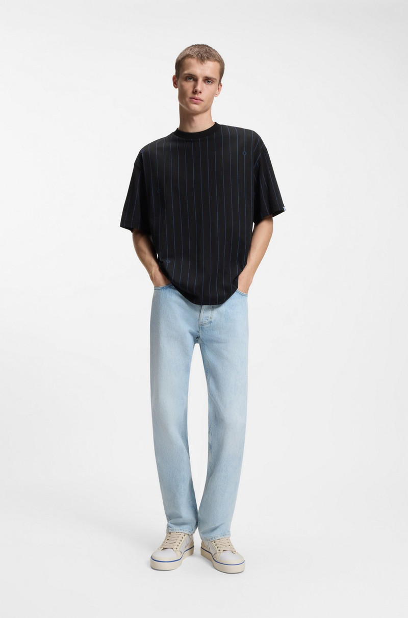 HUGO COTTON-JERSEY T-SHIRT WITH HAPPY HUGOS AND STRIPE outlook