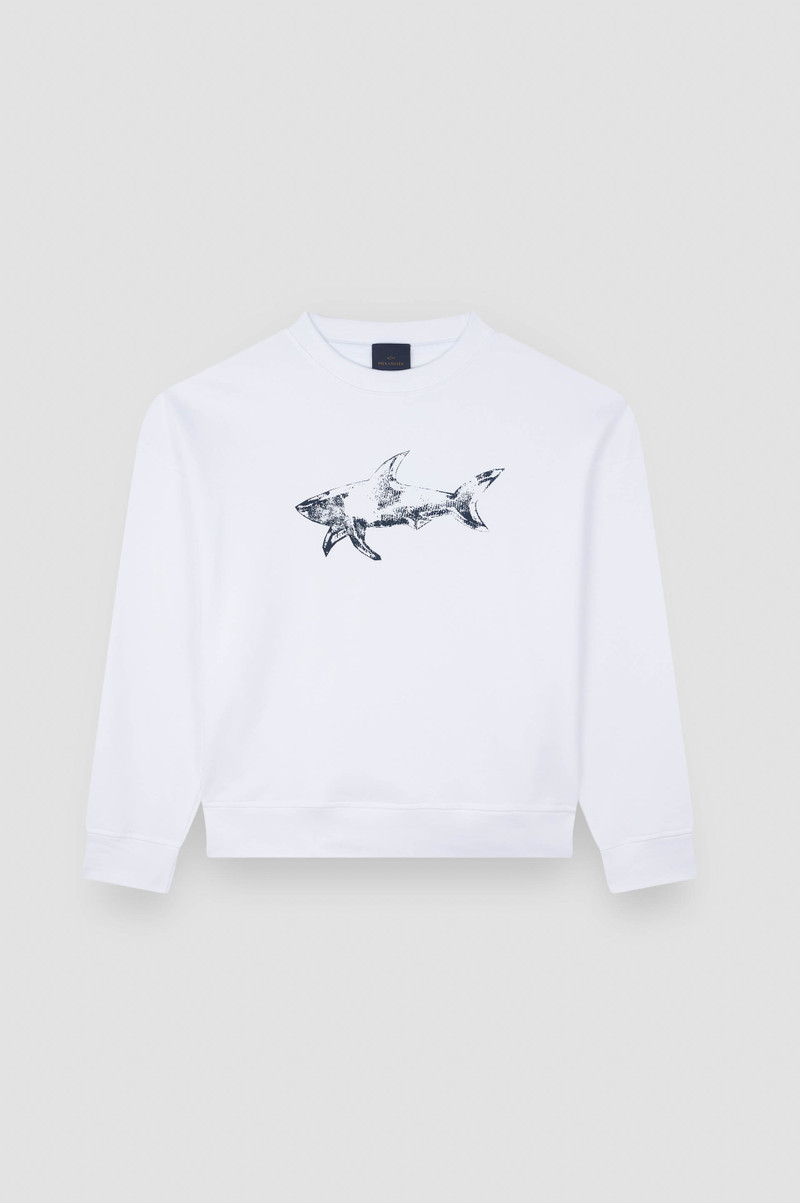 COTTON FLEECE SWEATSHIRT WITH SHARK PRINT 1