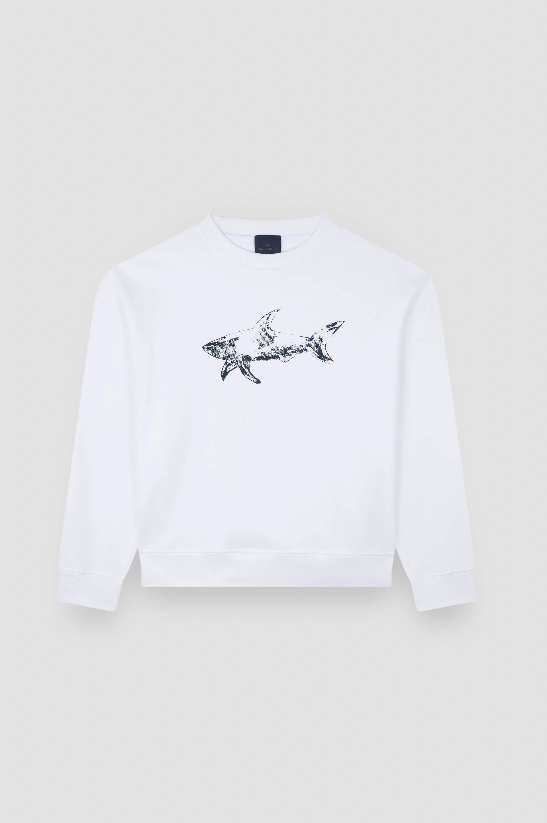 COTTON FLEECE SWEATSHIRT WITH SHARK PRINT - 1