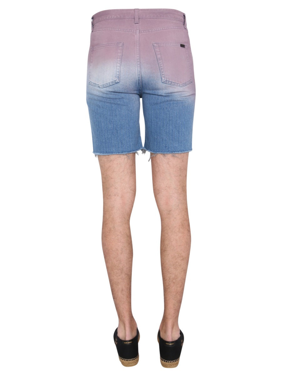 Saint Laurent Men Degraded Print Bermuda - 3