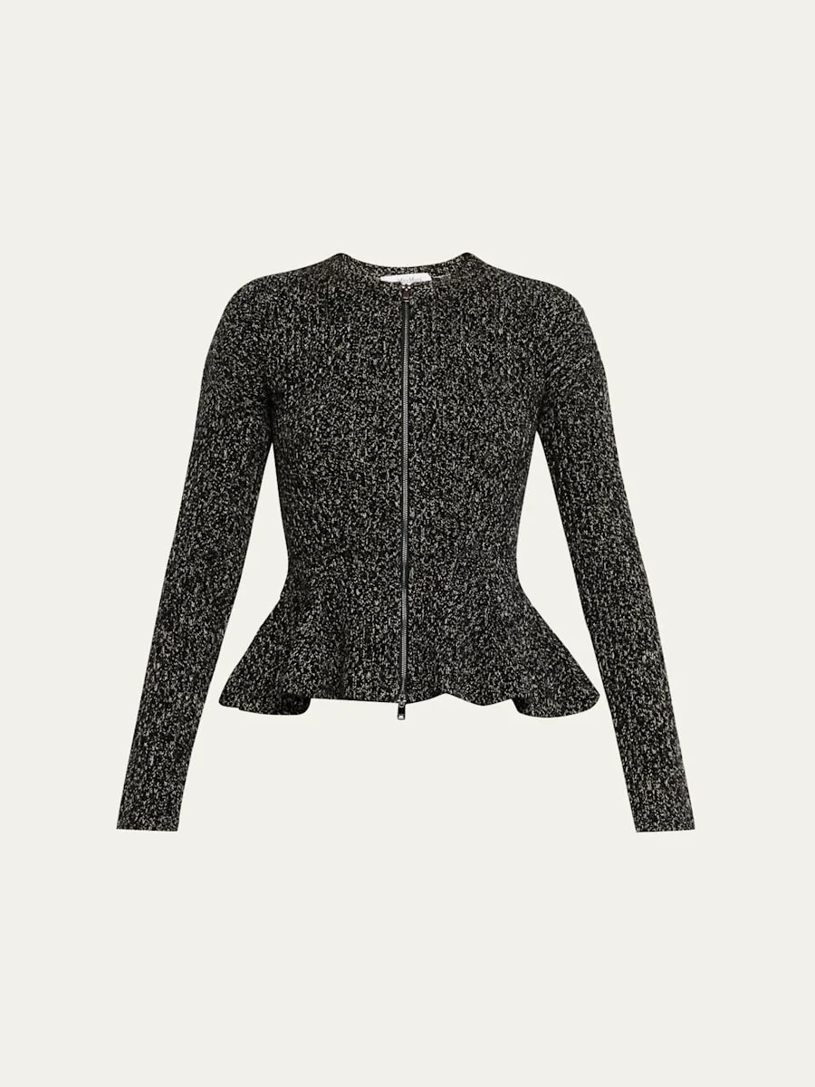 Kim Cashmere Peplum Zip Cardigan - 1