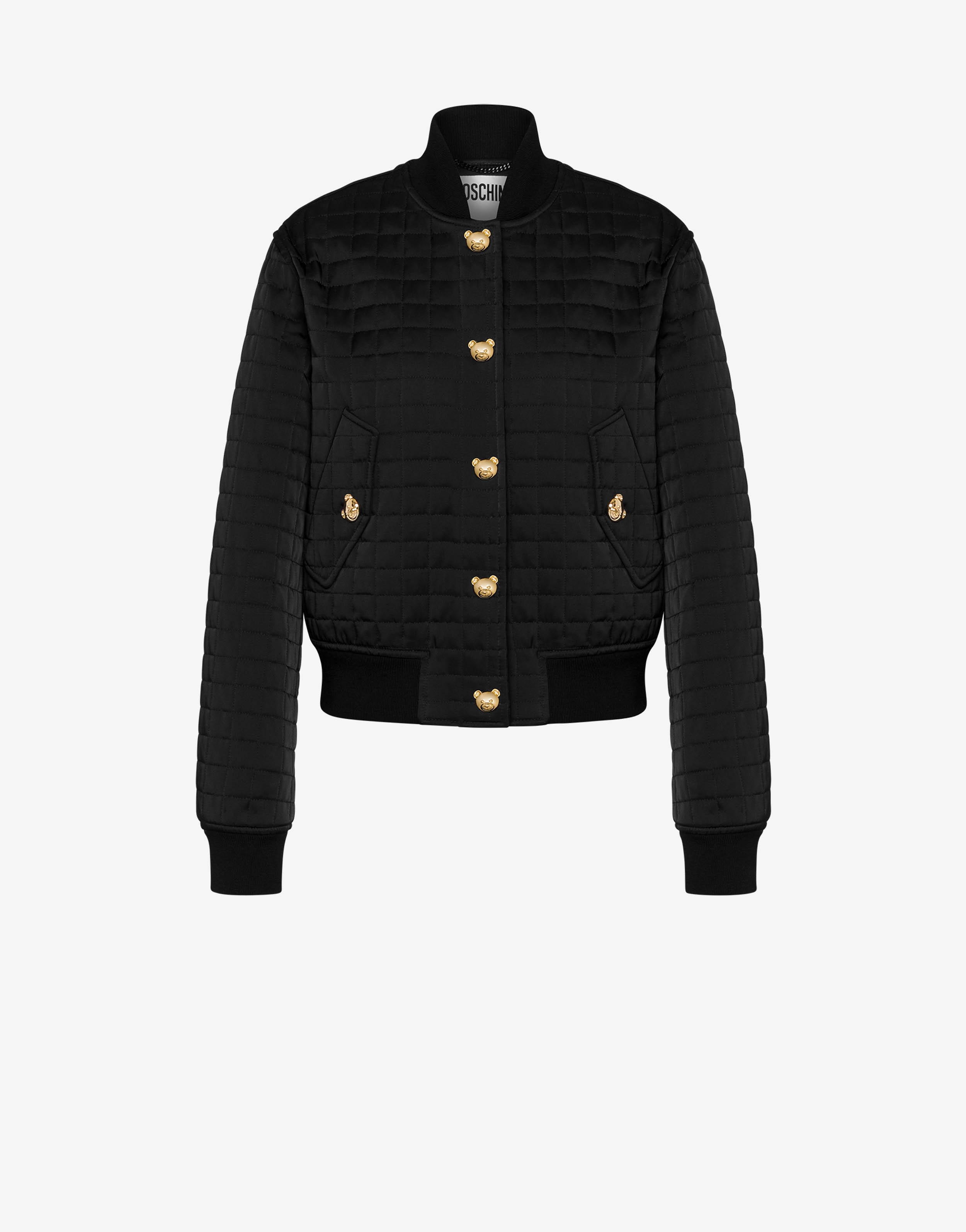 TEDDY BUTTONS QUILTED SATIN BOMBER JACKET - 1