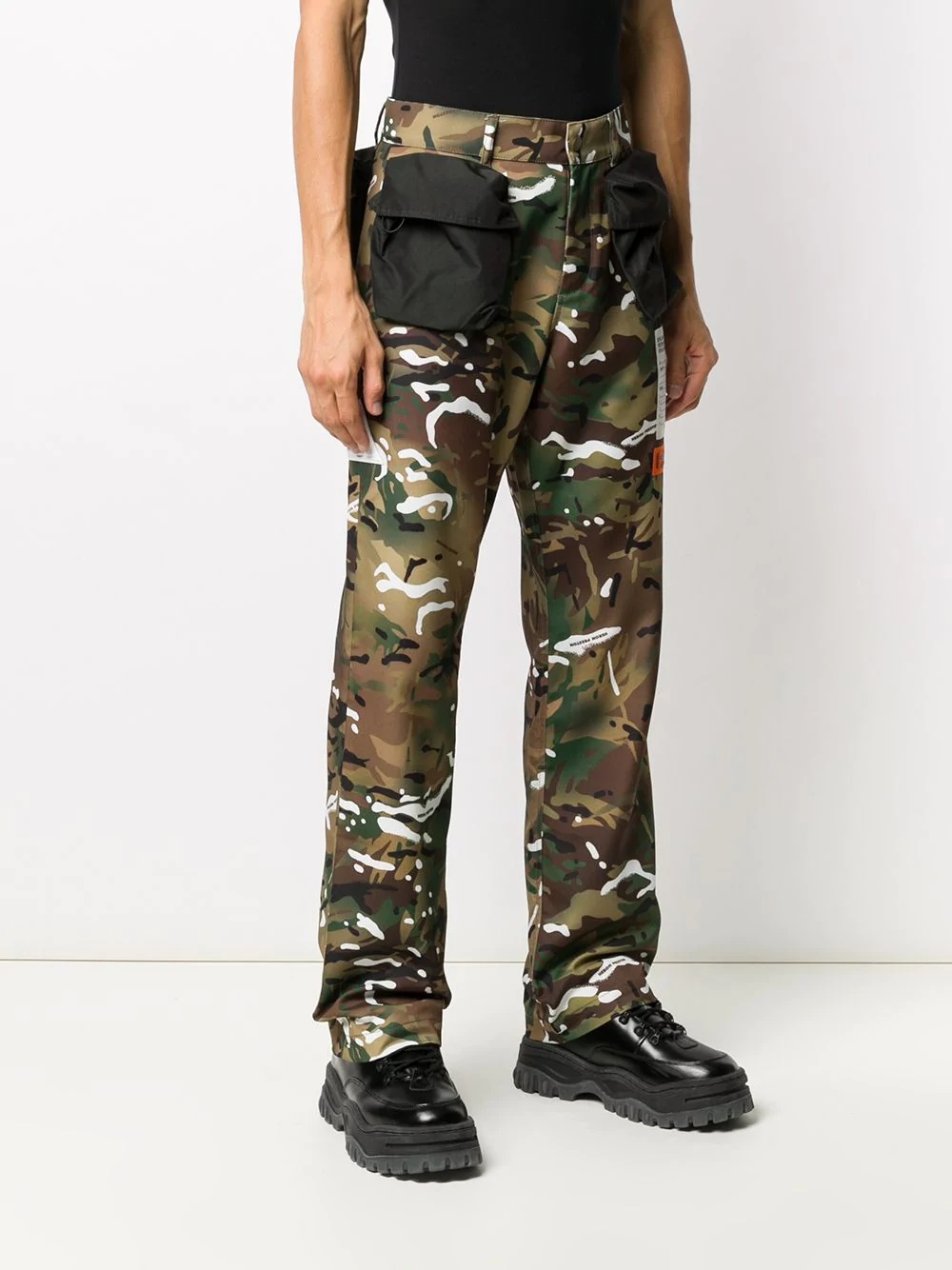 camouflage straight-leg trousers - 3