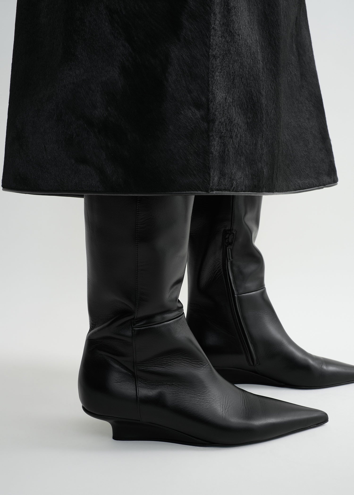 Sharp leather knee-high boots black - 3