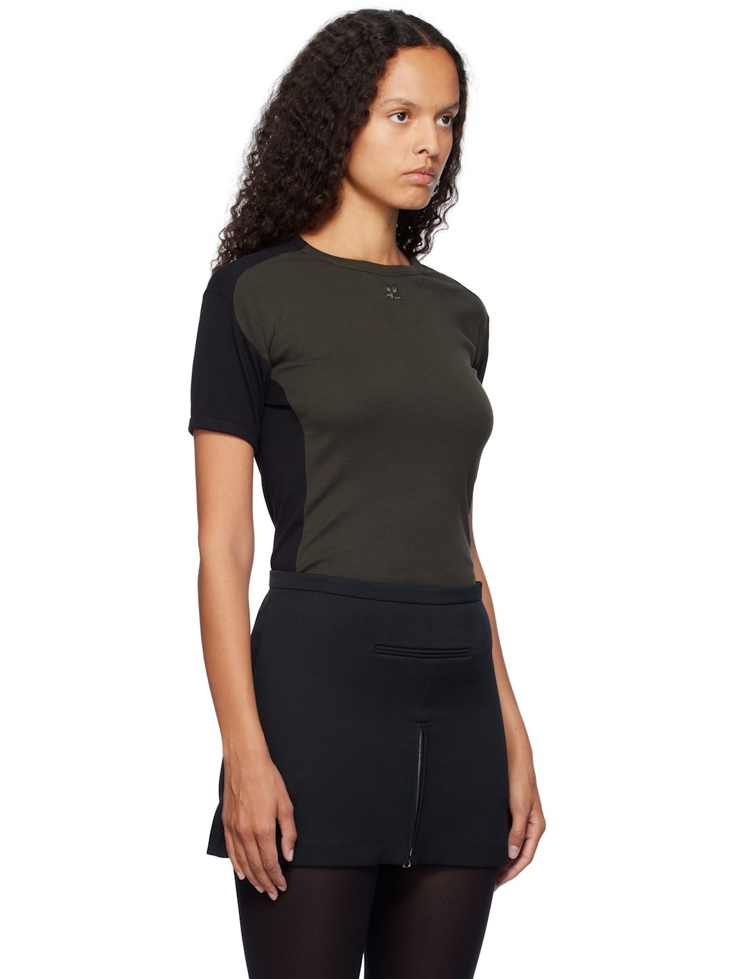 Brown & Black Contrast Frame T-shirt - 2