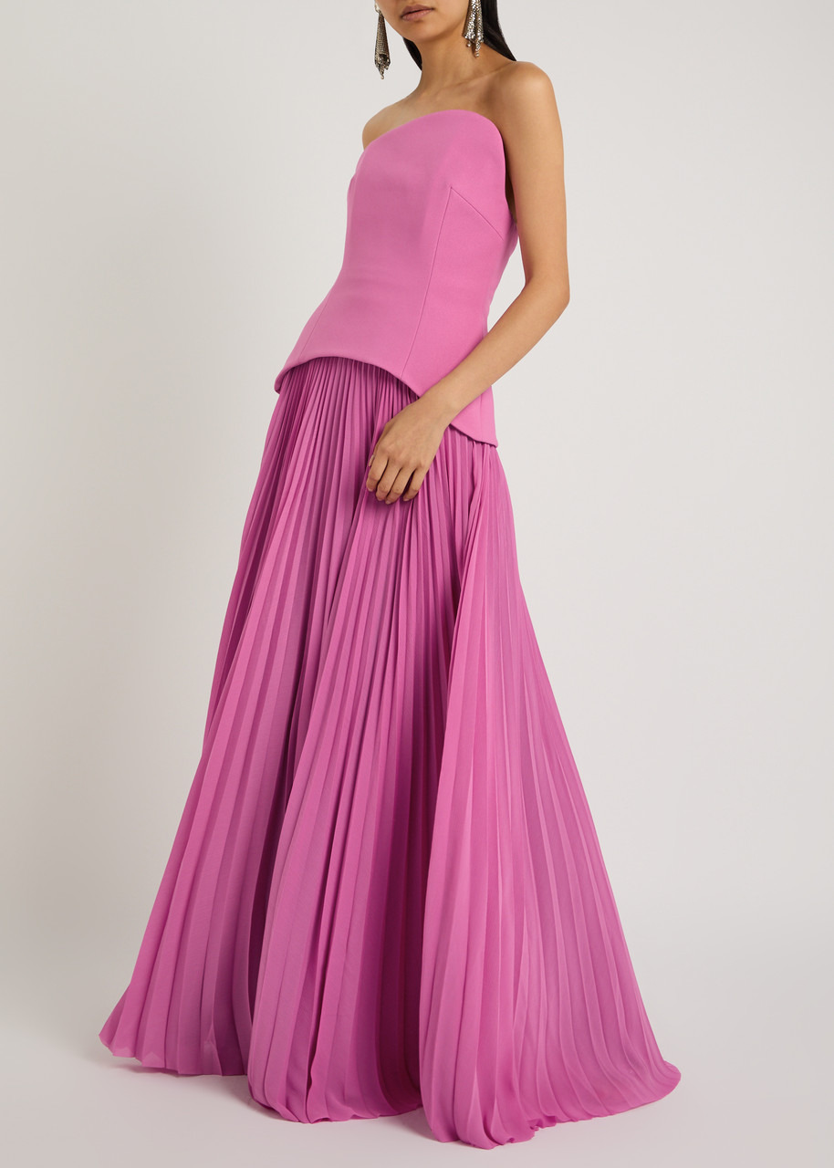 Solace London Britt Strapless Plissé and Crepe Maxi Dress - 4