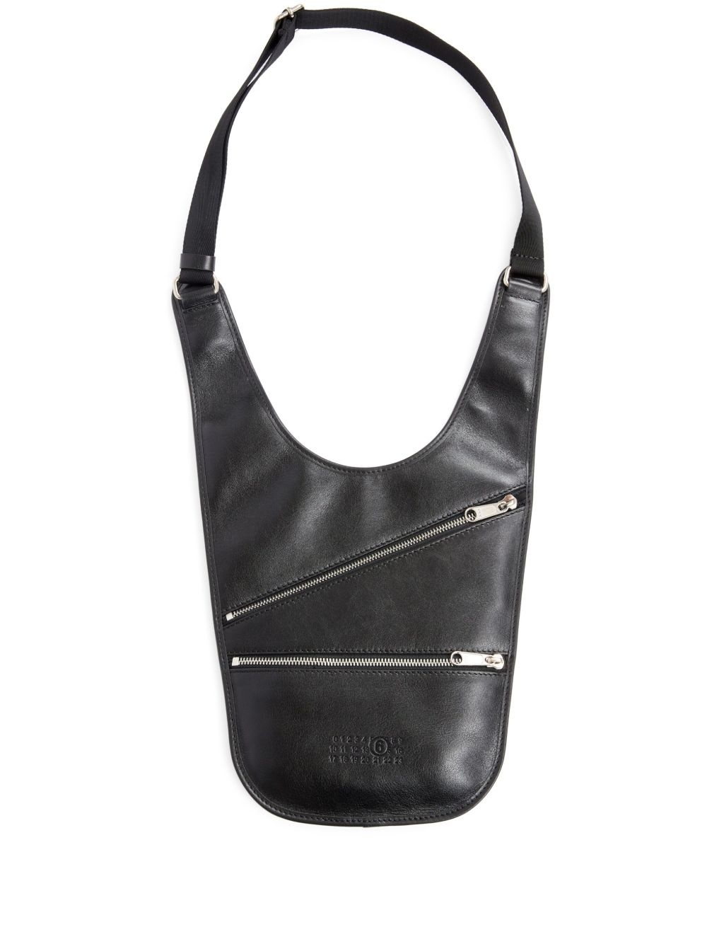 MM6 Maison Margiela ブラック ミニ Flat Saddle バッグ MM6 Maison Margiela mini Flat Saddle shoulder bag | REVERSIBLE