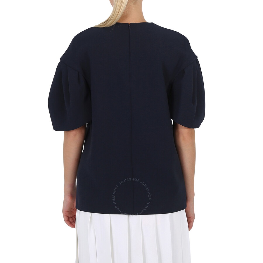 Victoria Beckham Ladies Knit Tops Navy Tuck Sleeve Top, Brand - 4