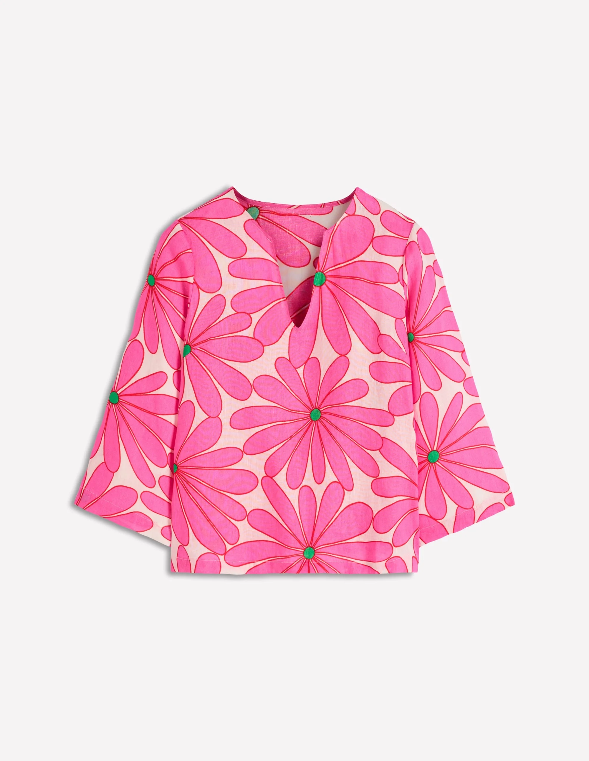 Cleo Linen Top-Glowing Pink, Daisy Blossom - 1
