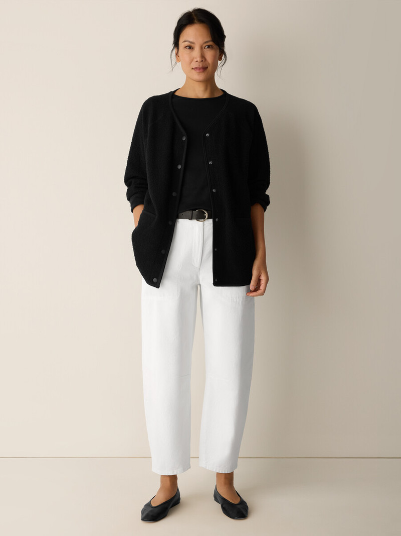 Organic Cotton Stretch Boucle V-Neck Jacket 3