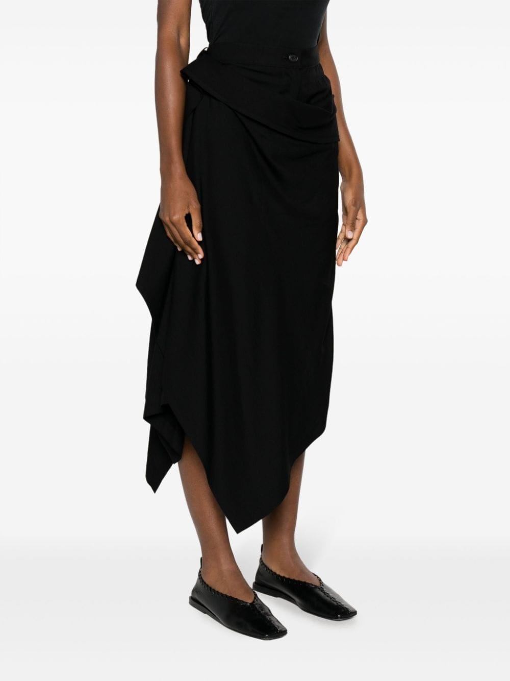 asymmetric draped midi skirt - 3