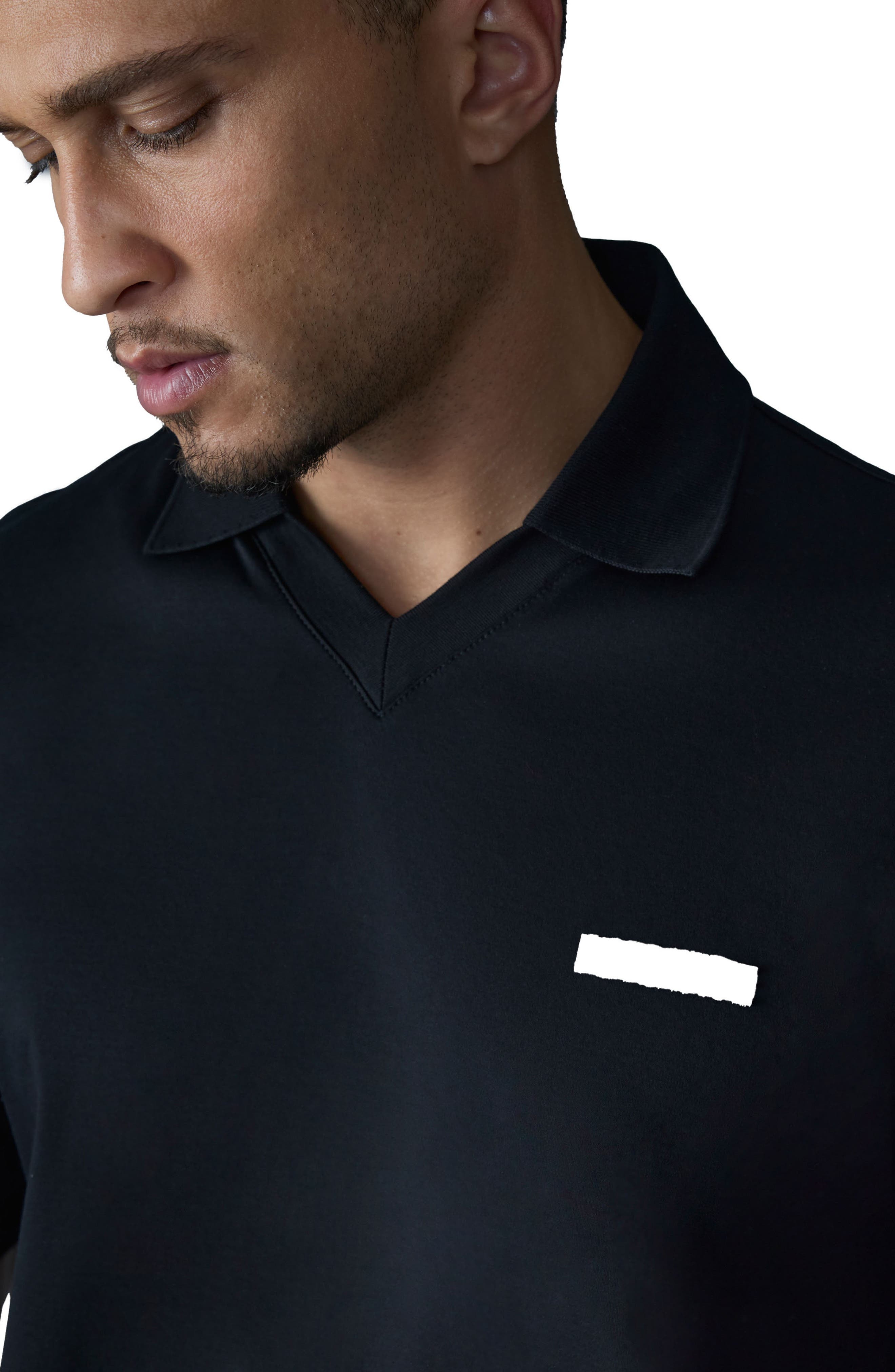 Mackage Marco Silicone Logo Organic Cotton Polo in Black at Nordstrom - 4
