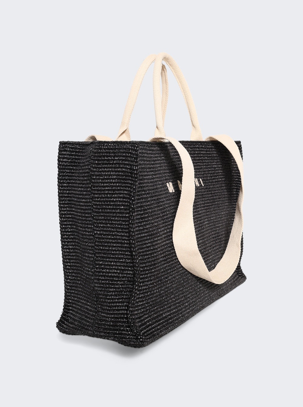 Large Raffia-effect Tote Black - 4