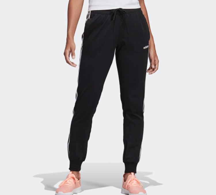 (WMNS) adidas Plaid Knitted Sports Pants Black DP2377 - 3