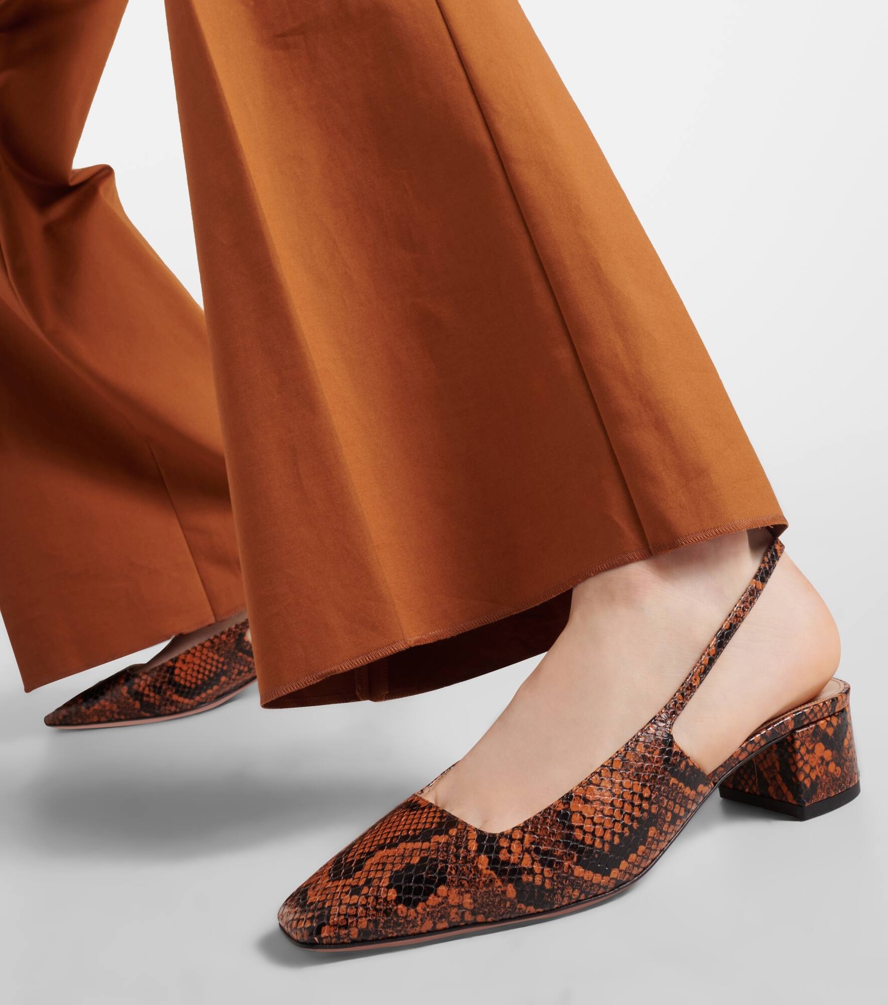 Ginza 35 snake-effect leather slingback pumps - 7