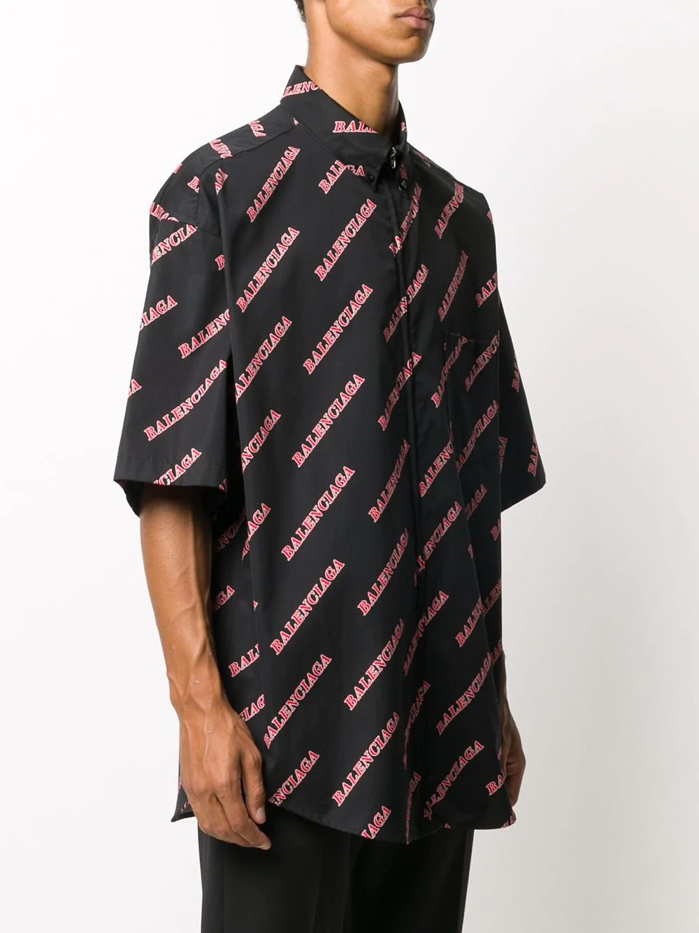 diagonal logo print shirt - 3