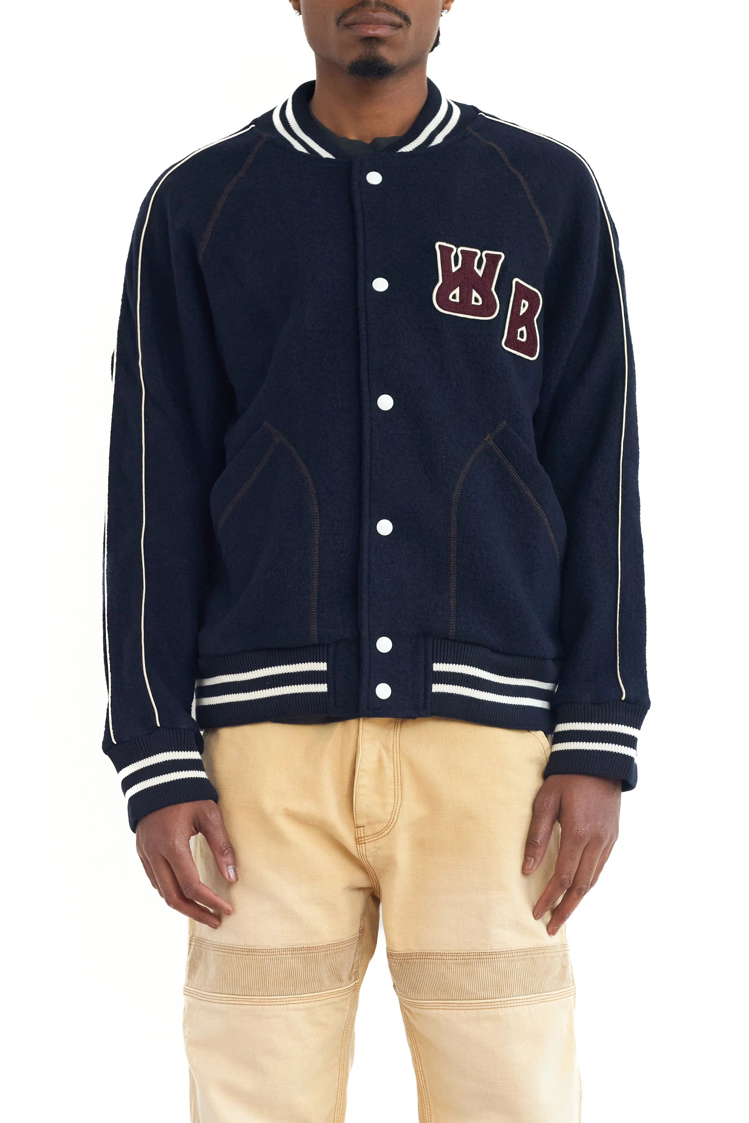 Wales Bonner October Varsity Jacket Navy - 4
