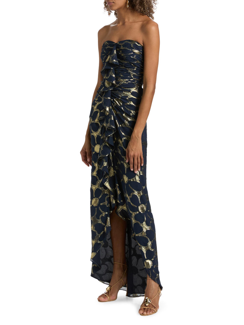 Women's Daisy Goldie Floral Strapless Gown - Navy Jacquard 4