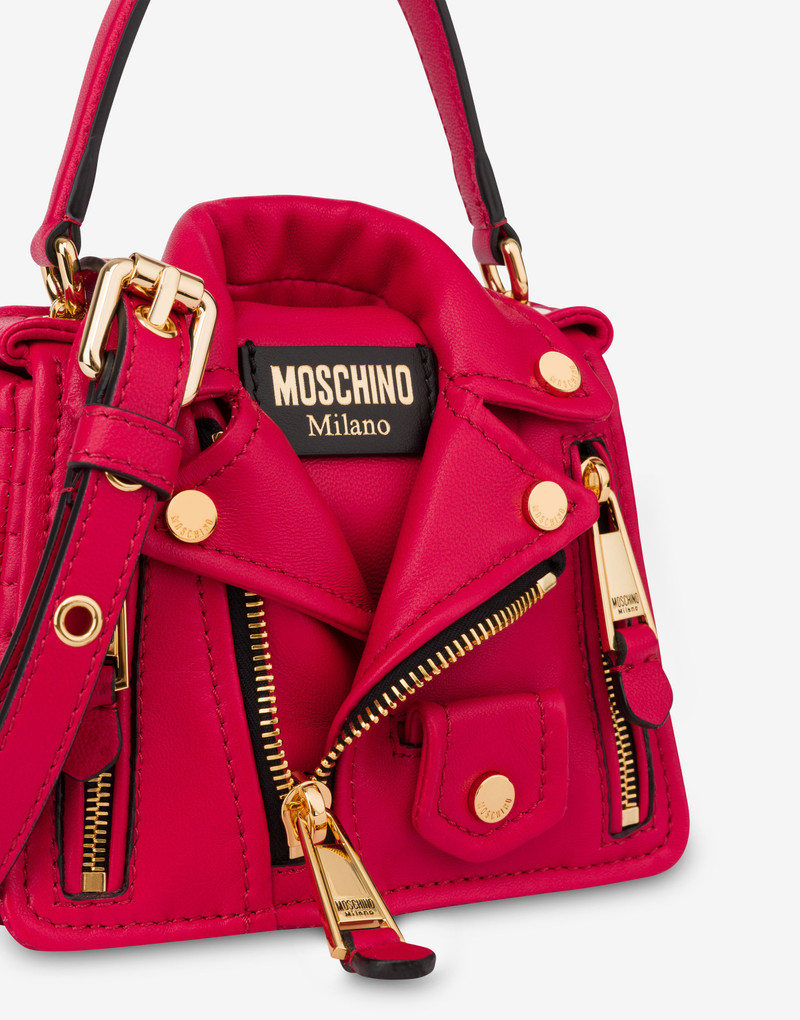 MINI MOSCHINO NAPPA LEATHER BIKER BAG 4