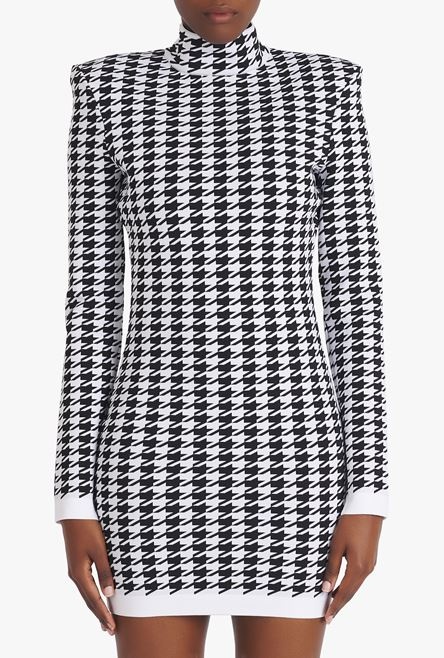 Short white and black houndstooth print dress - 5