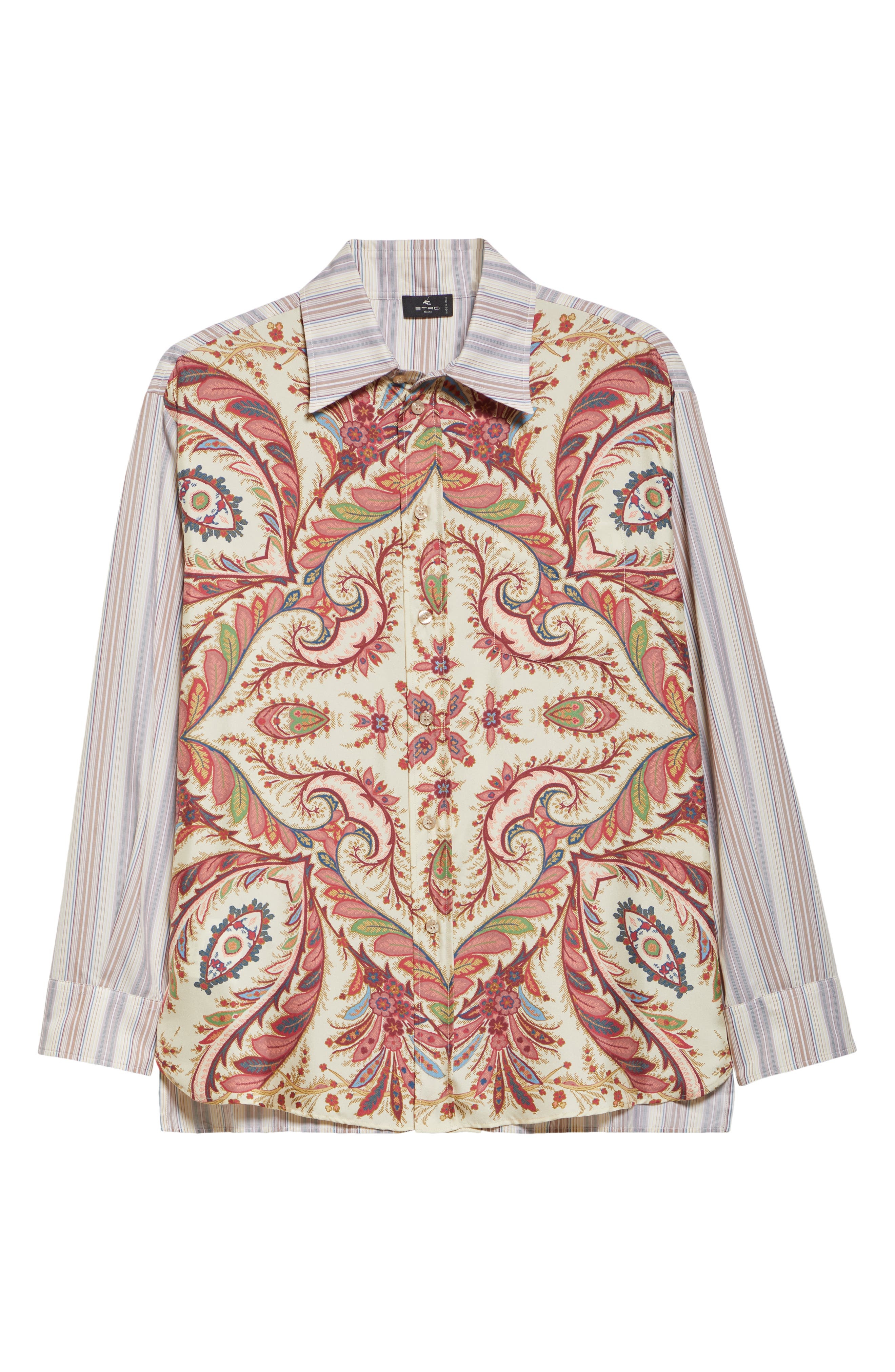 Etro Paisley Stripe Silk Button-Up Shirt in Stampa F.do Bianco at Nordstrom - 5