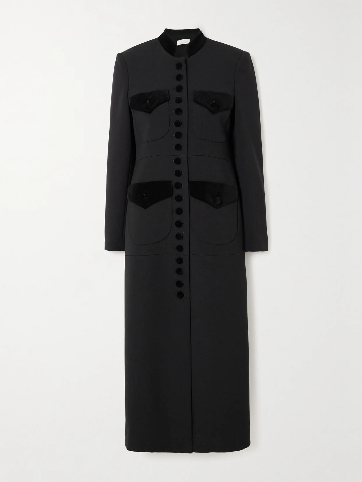 + Net Sustain Velvet-trimmed Wool Coat - 1