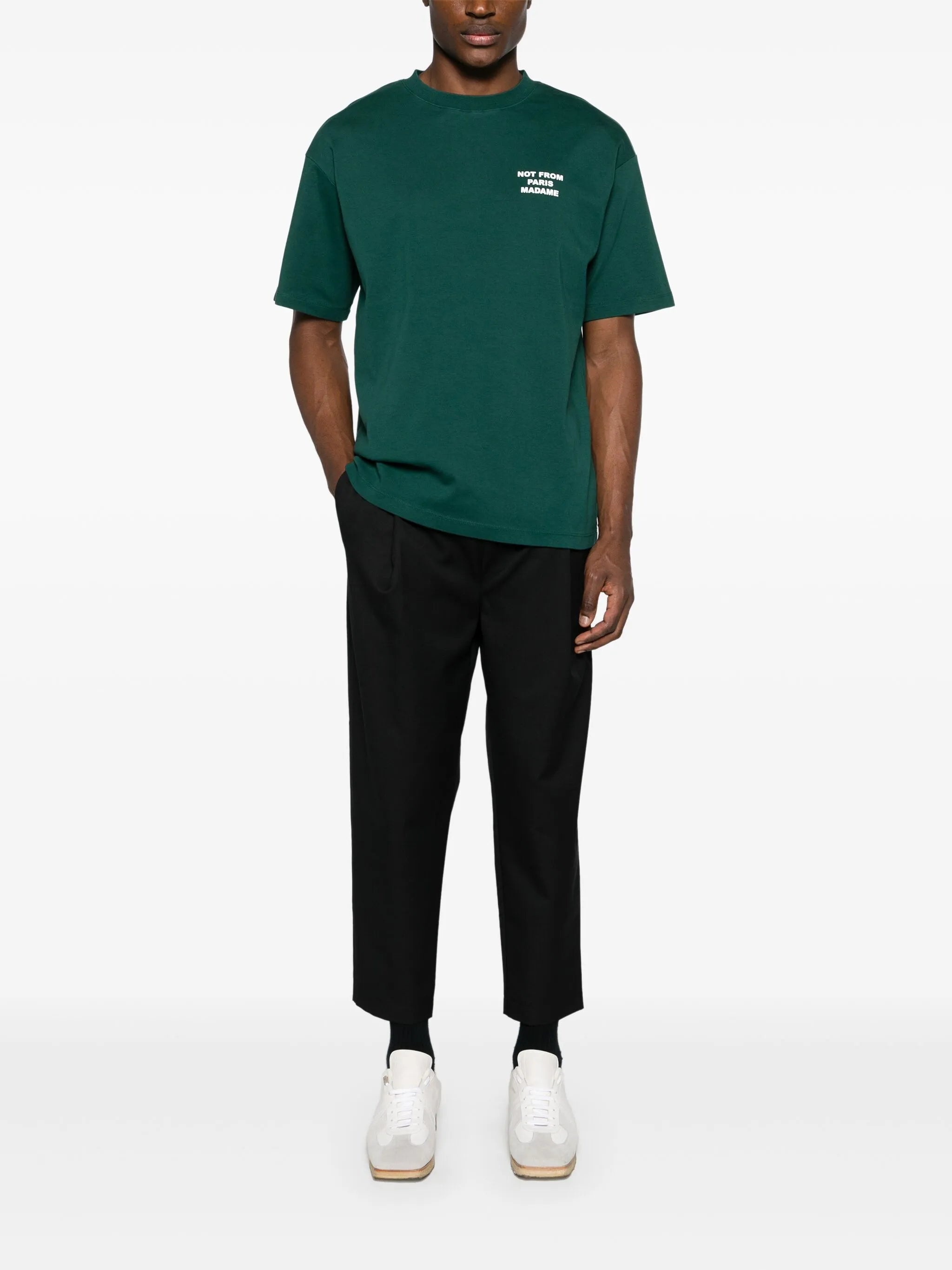 Drawstring Twill Cropped Trousers - 3
