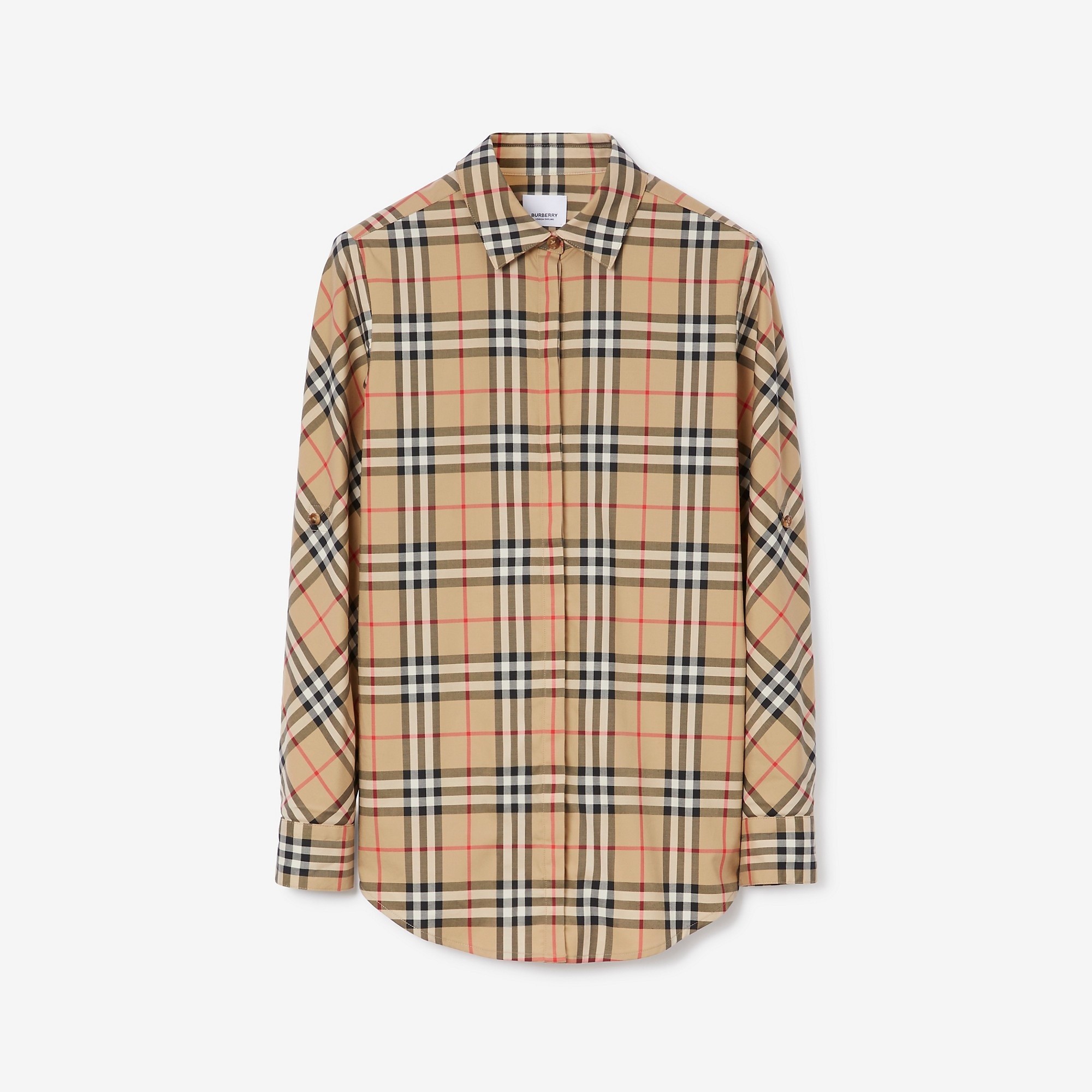 Vintage Check Stretch Cotton Twill Shirt - 1