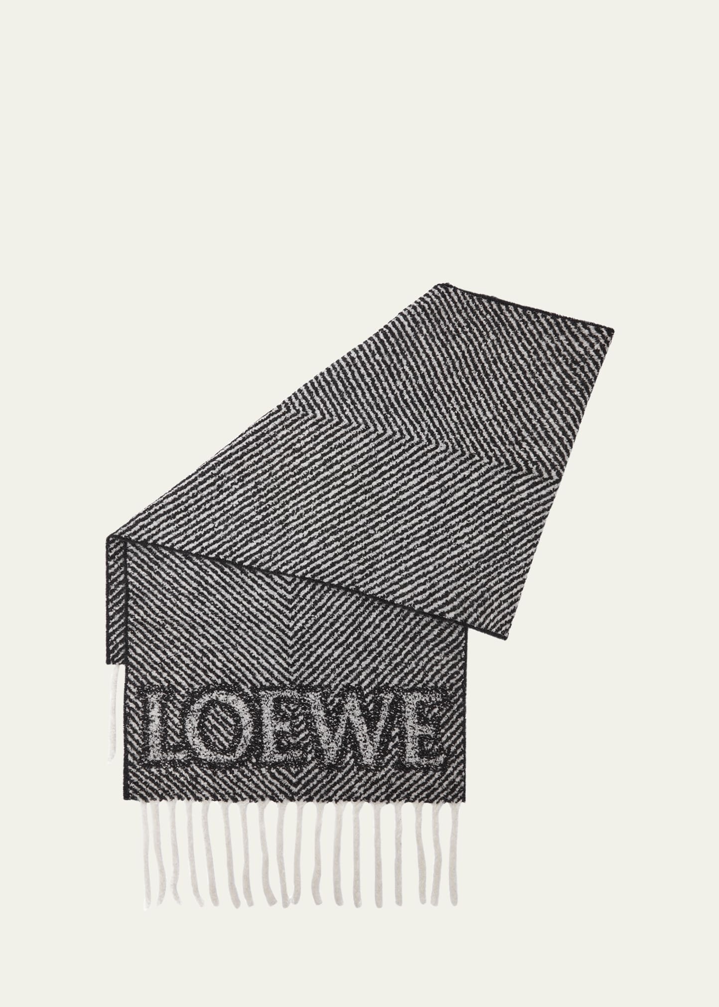 Logo Fringe Wool-Blend Scarf - 1