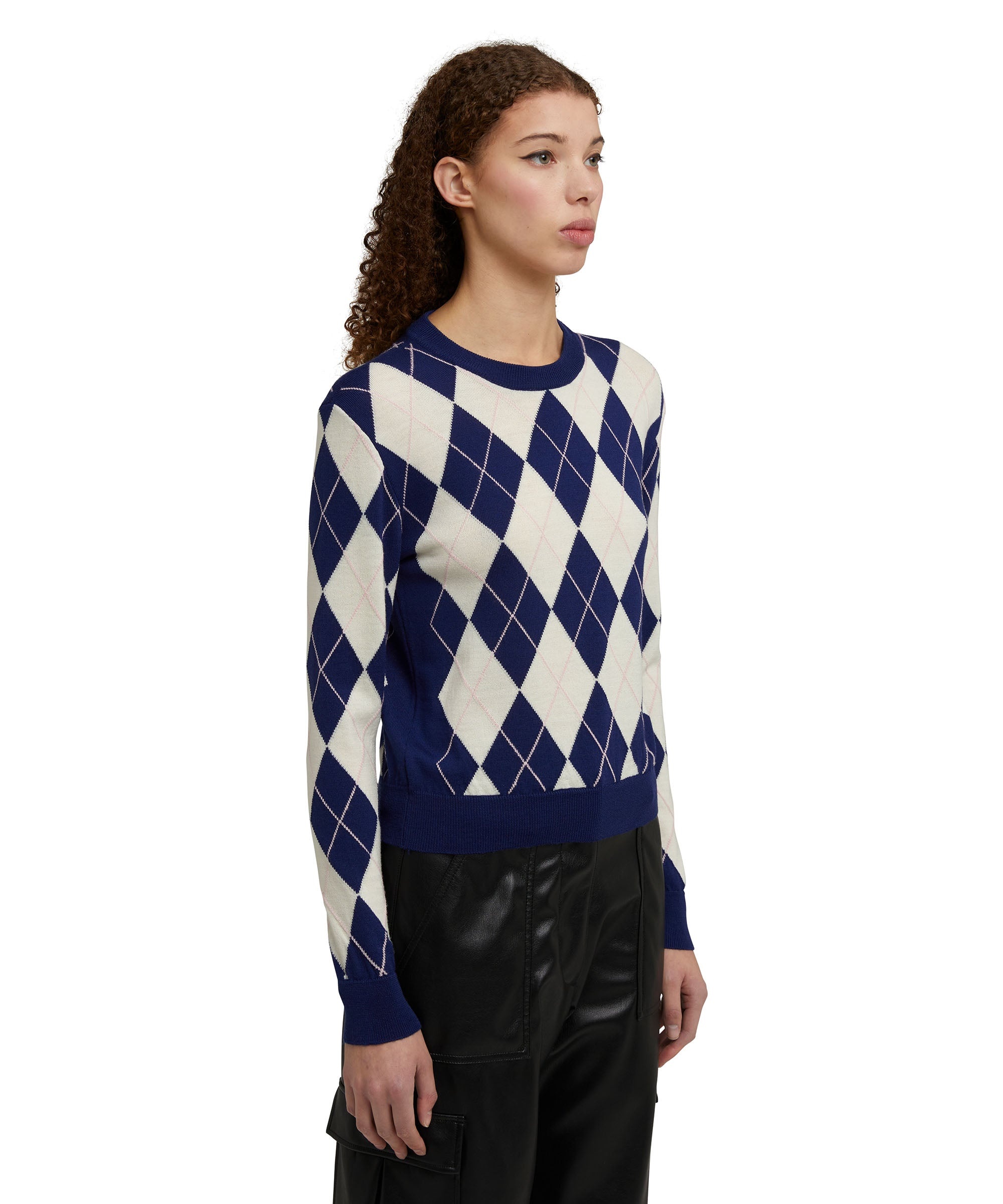 Vrigin wool sweater with "Argyle" motif - 3
