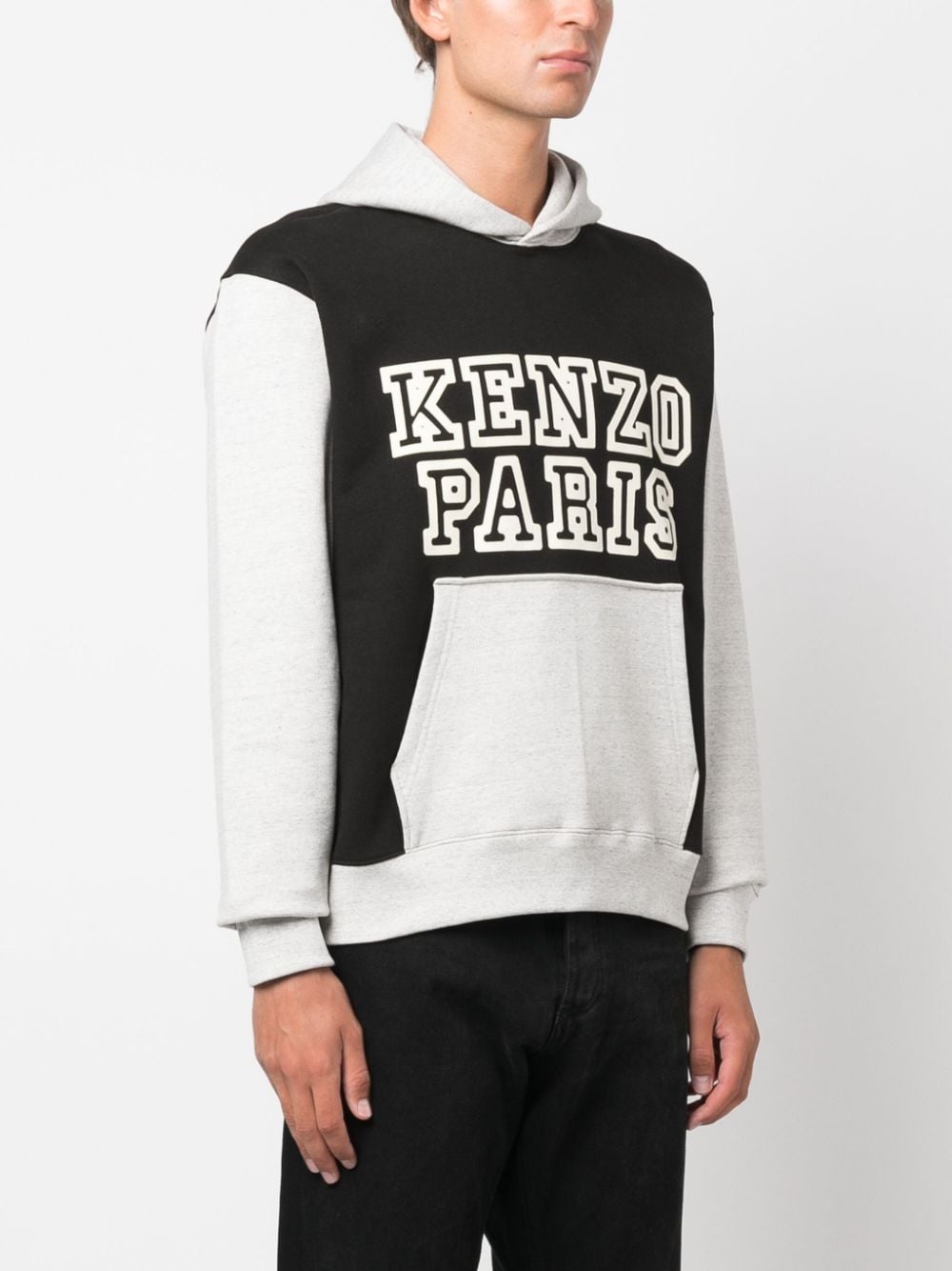 colour-block stretch-cotton hoodie - 3