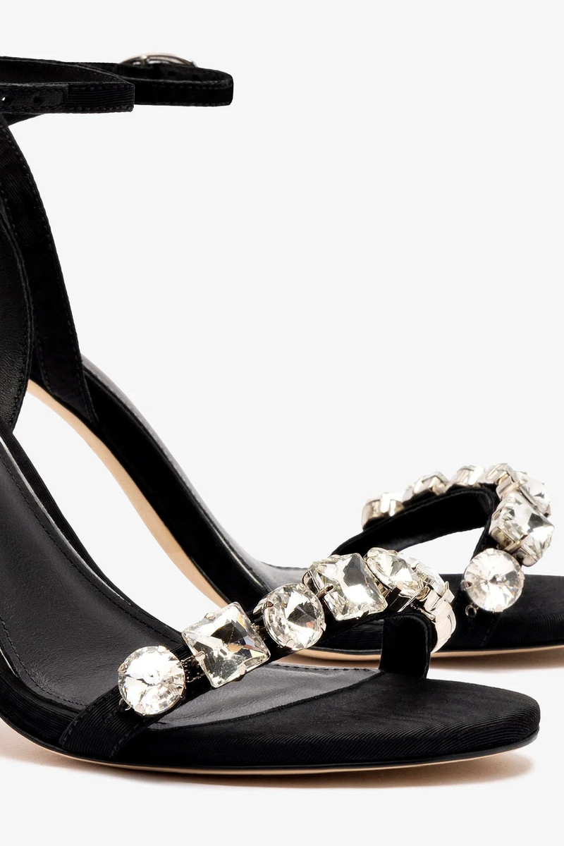 Calypso Sandal In Black Fabric and Crystals 4