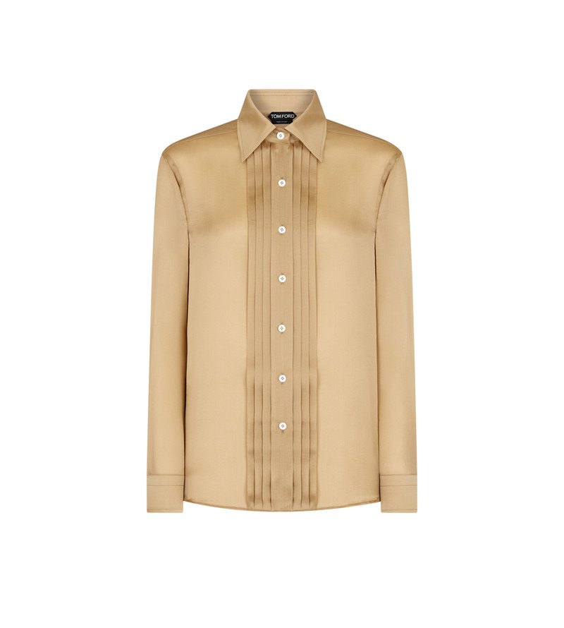 PLISSE PLASTRON을 가진 실크 SHIRT - 1